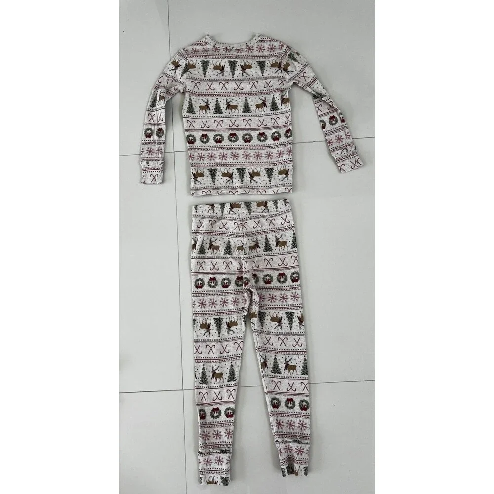 Gap Kids Christmas Pajamas Cotton Reindeer Candy Cane Vintage Print Boys Girls 6